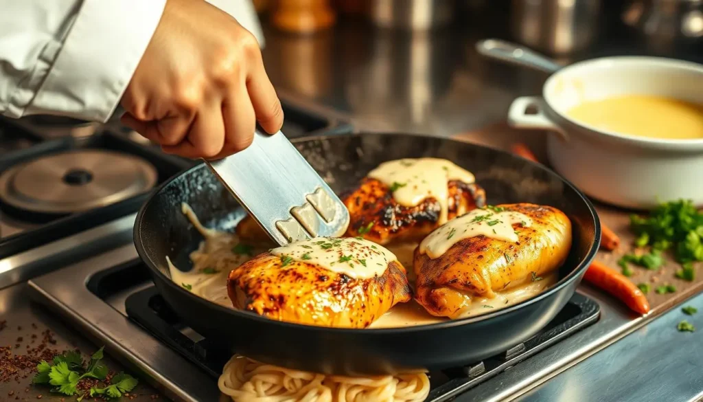 Blackened Chicken Alfredo Cooking Technique