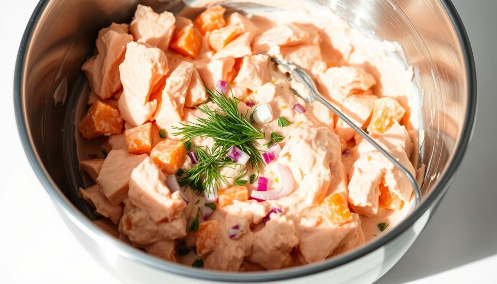 Creamy Salmon Mixture Preparation