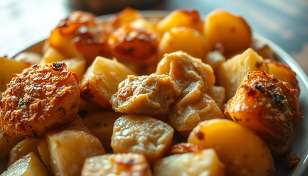 Crispy Roasted Potatoes with Chicken