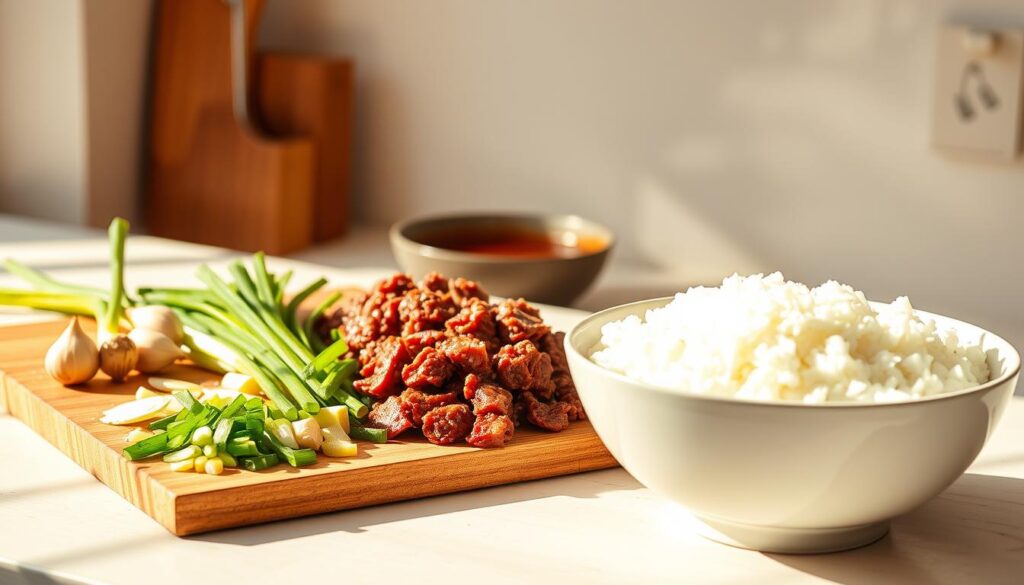 Ground Beef Bulgogi Bowl Preparation