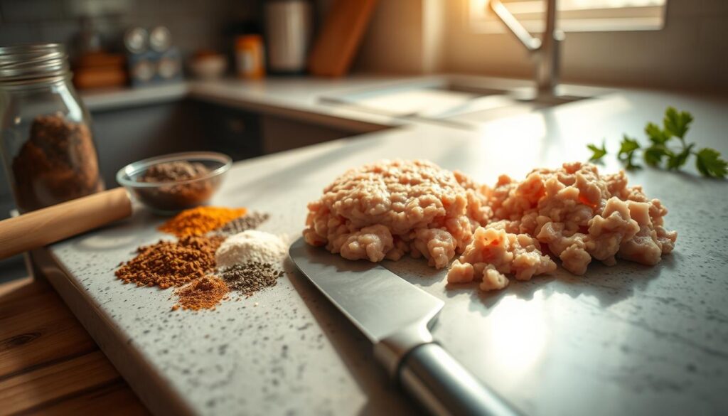 Ground Chicken Mixture Preparation