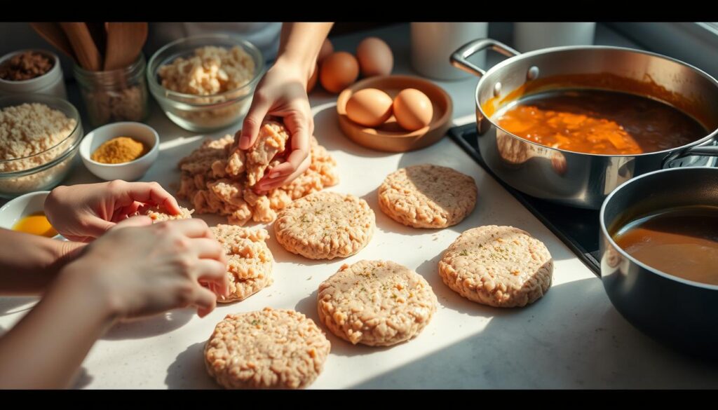 Ground Chicken Salisbury Steak Preparation