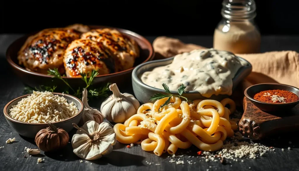 Ingredients for Blackened Chicken Alfredo