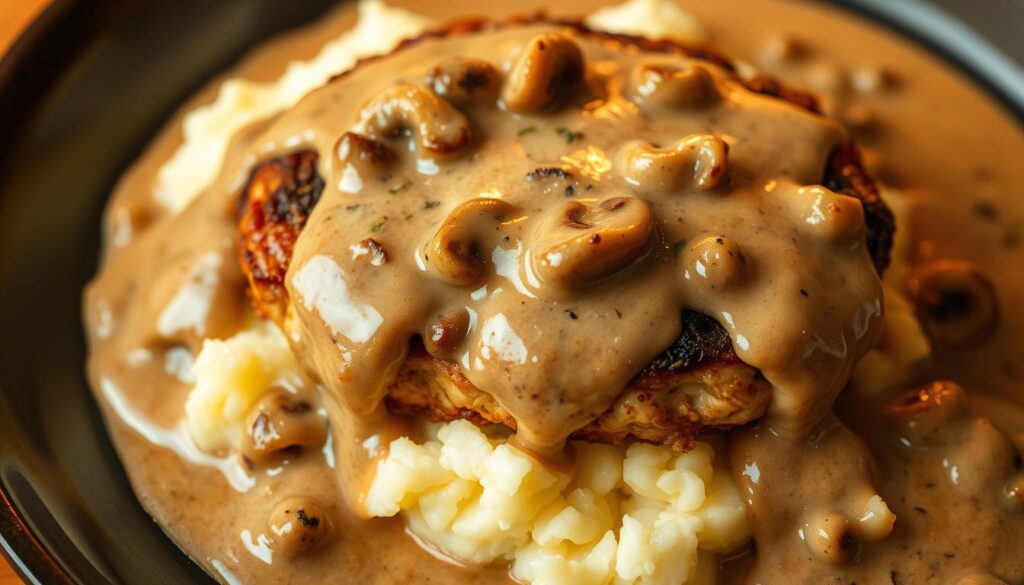 Mushroom Gravy for Chicken Salisbury Steak Meal