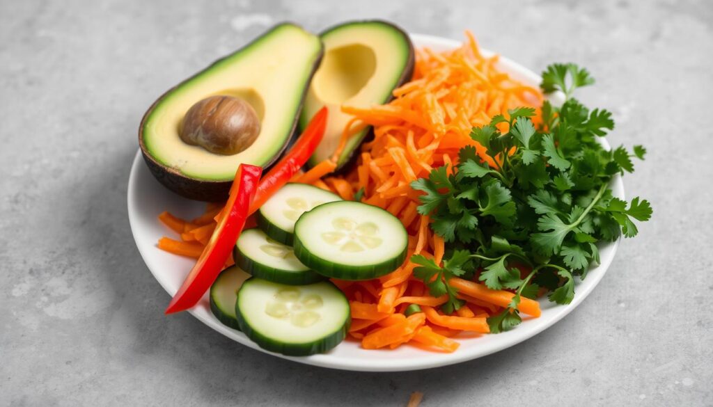 Salmon Poke Bowl Vegetable Toppings