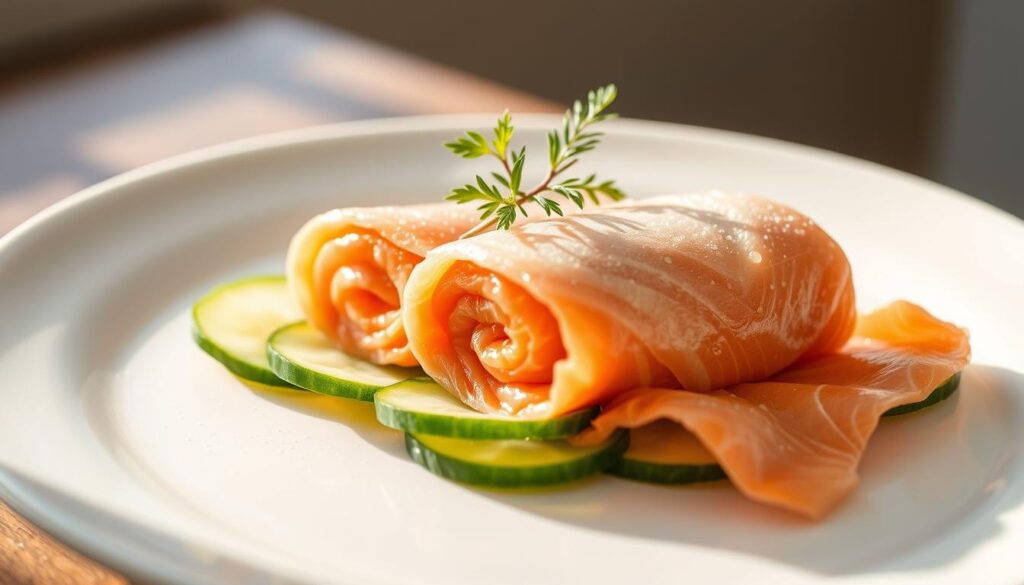 Smoked Salmon Roulade on Cucumber Platter