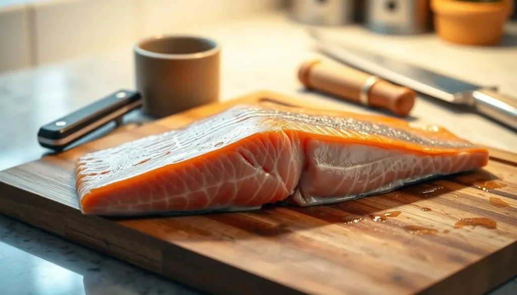 preparing salmon for brining