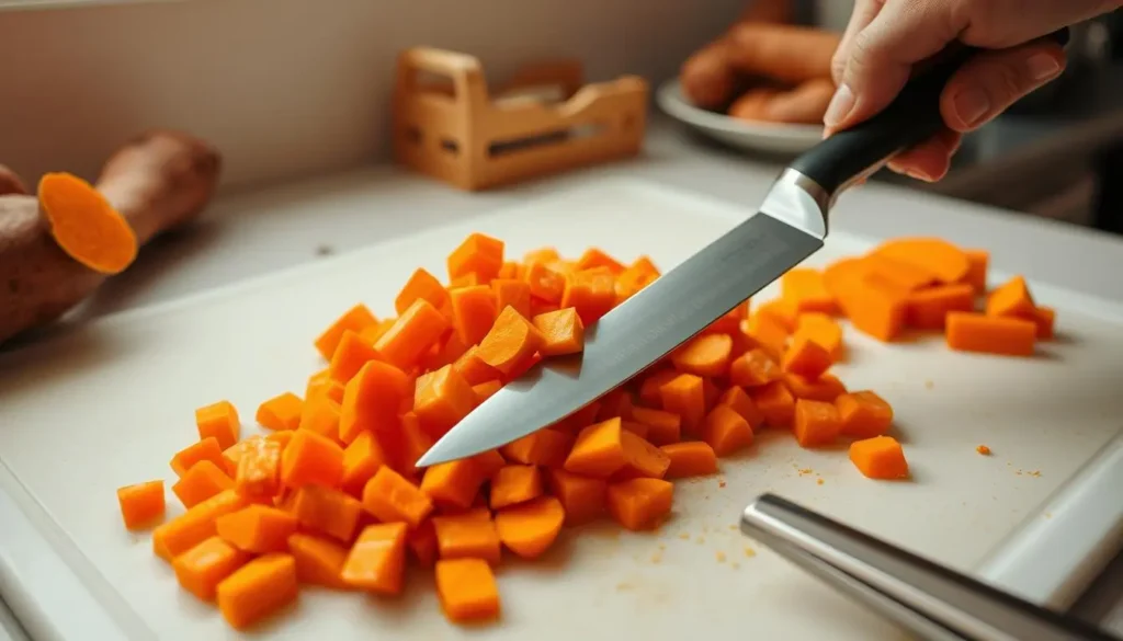 preparing sweet potatoes