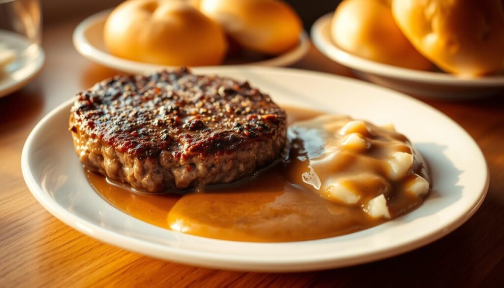 serving hamburger steak