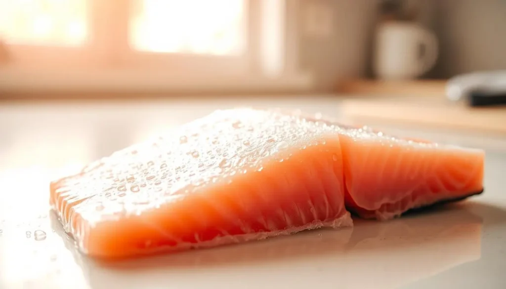 thawing frozen salmon