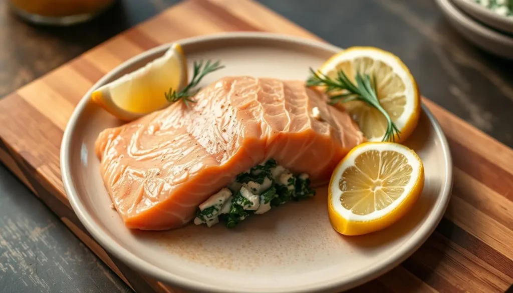 Creamy Spinach Stuffed Salmon Preparation