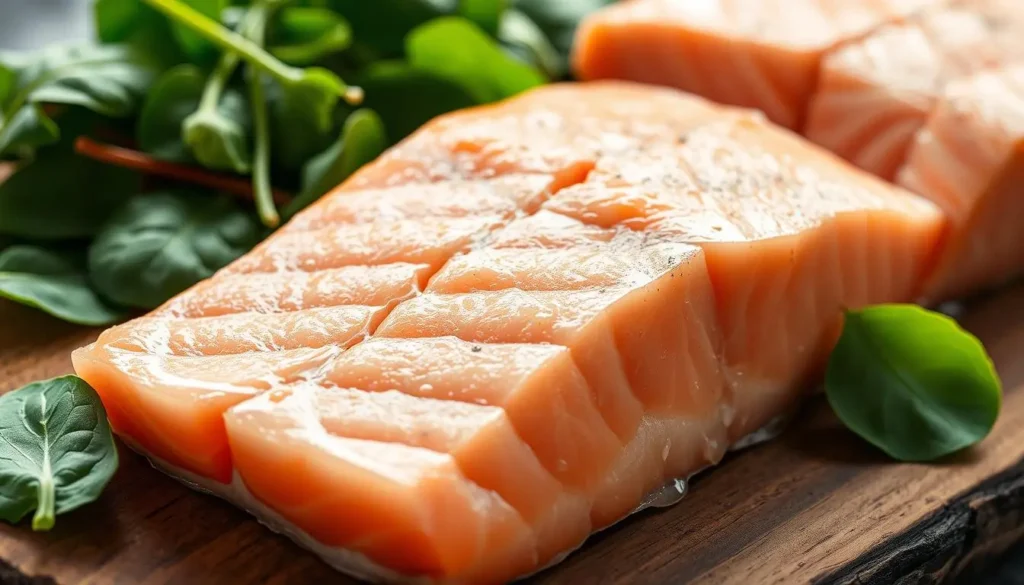 Fresh salmon fillets for salmon spinach recipe