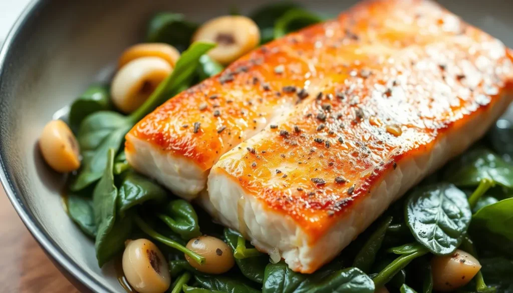 Pan-Seared Salmon with Spinach Recipe