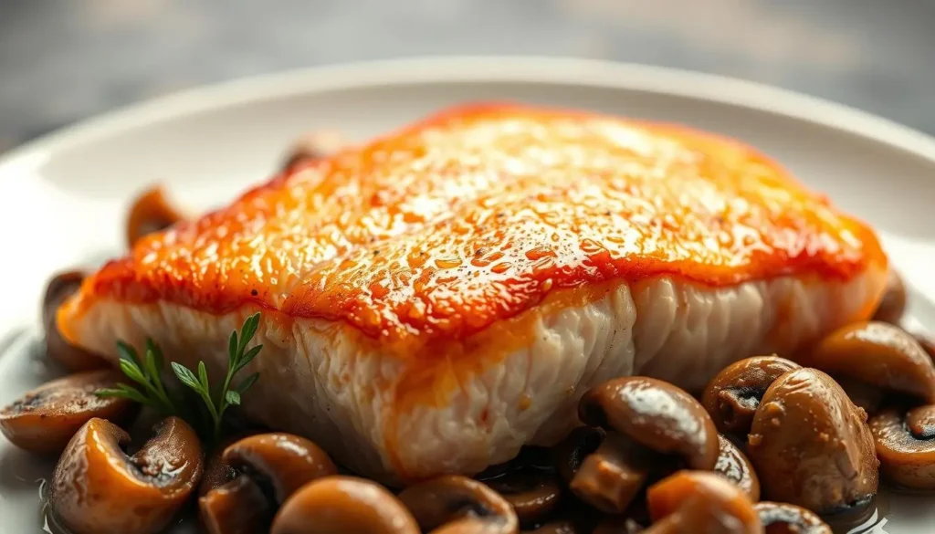 Pan-seared salmon with mushrooms recipe