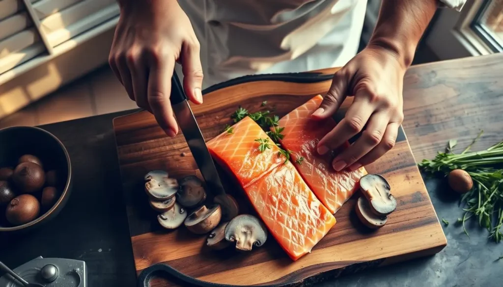 Salmon Preparation for Mushroom Recipe