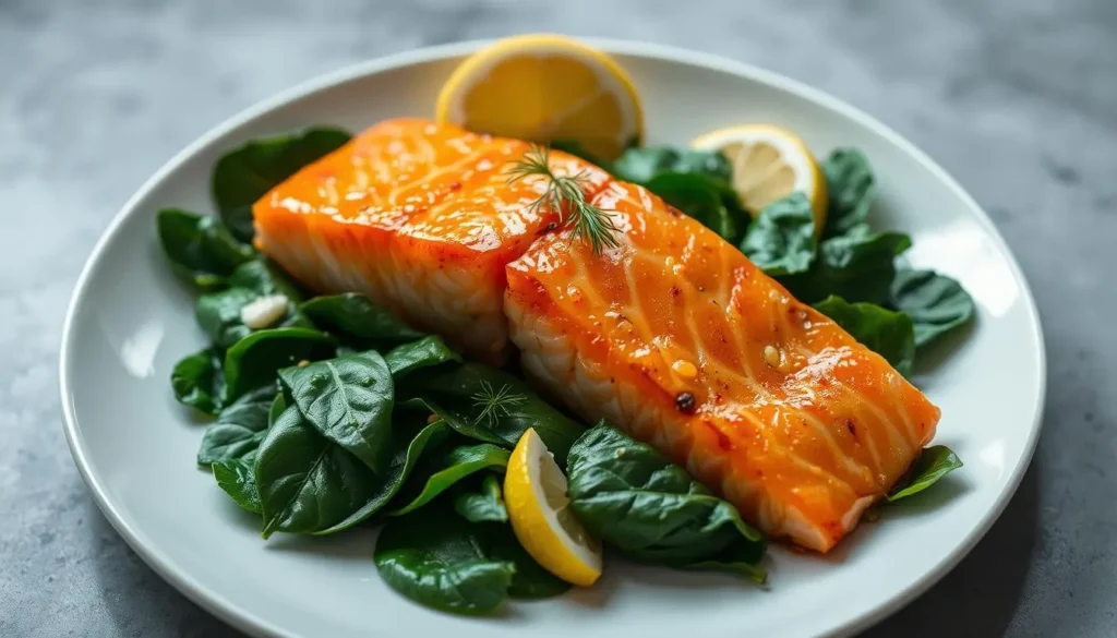 Salmon and Spinach Dish