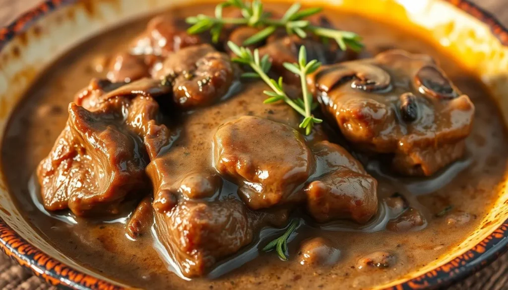 Slow Cooker Cubed Steak with Mushroom Gravy